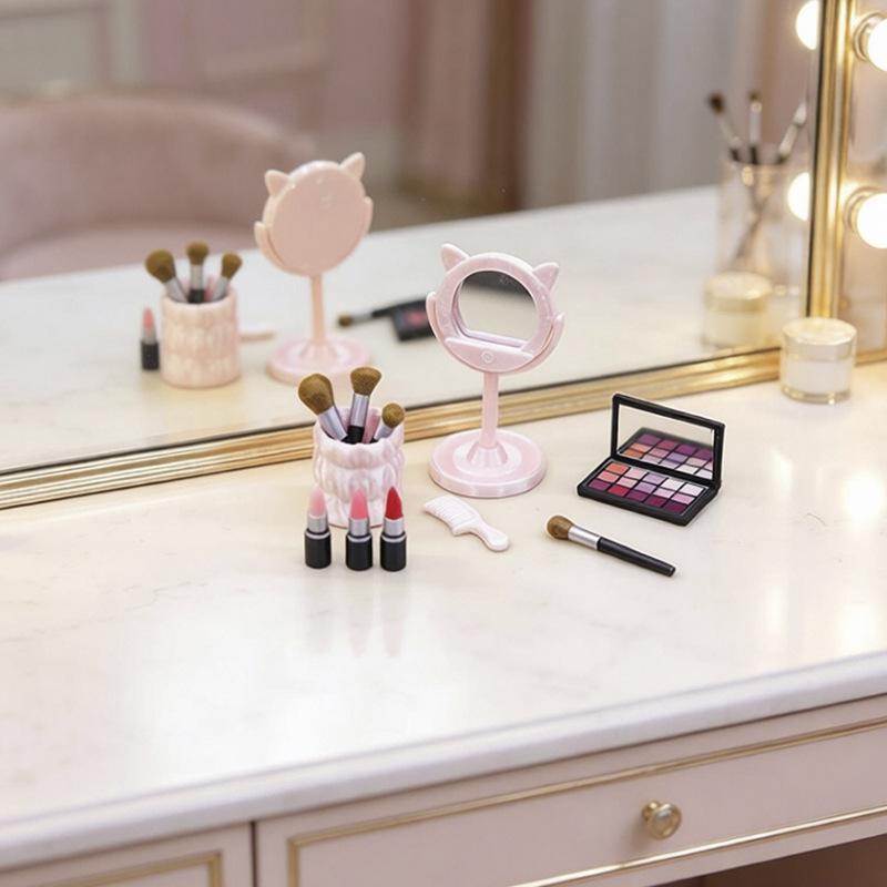 Women'S Vanity Accessories - مجموعة فرش مكياج صغيرة لبيت الدمى،