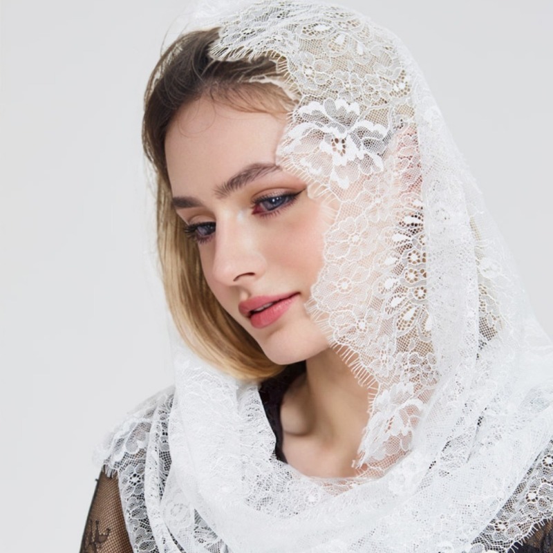 حجاب زفاف نسائي مطرز بالدانتيل - مراجعة Women Accessories India وسعره